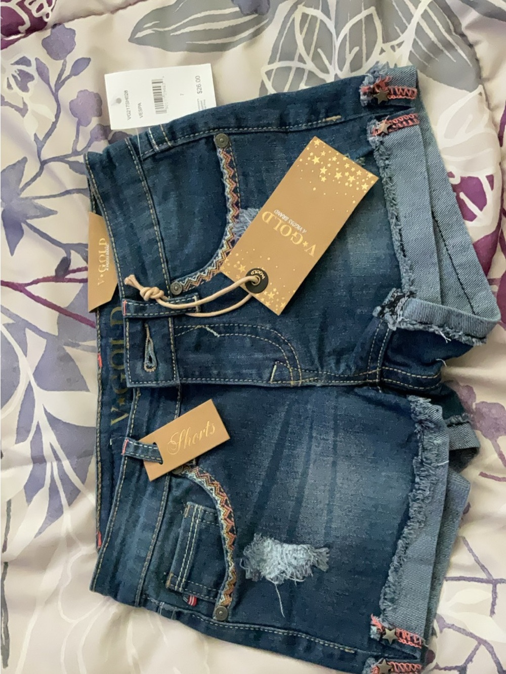 Dark Blue Girls' Distressed Denim Shorts